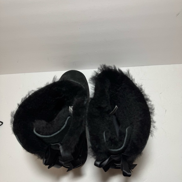UGG Bailey Bow II Sheepskin Black Suede Winter Boots Women’s Size 10 - Picture 5 of 16